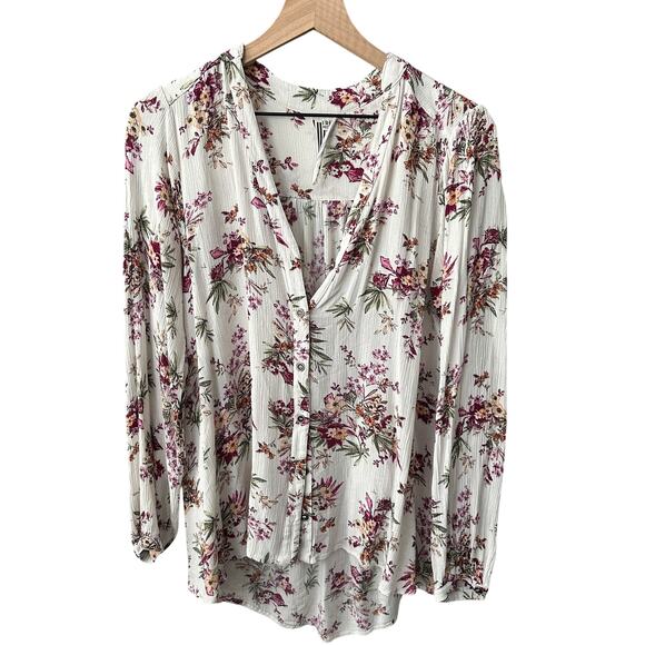 Free People Floral High Low Button Down Blouse Small - Picture 1 of 5